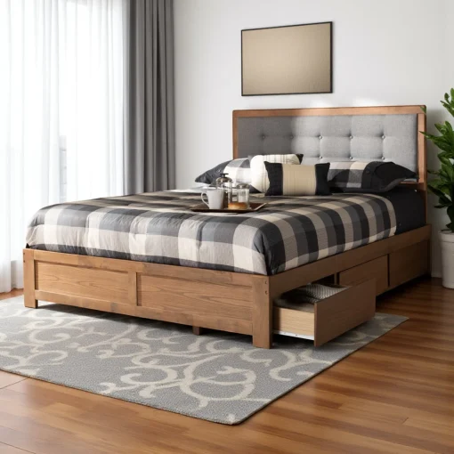Ardinno Tempat Tidur Jok Kain Berlaci Minimalis Modern