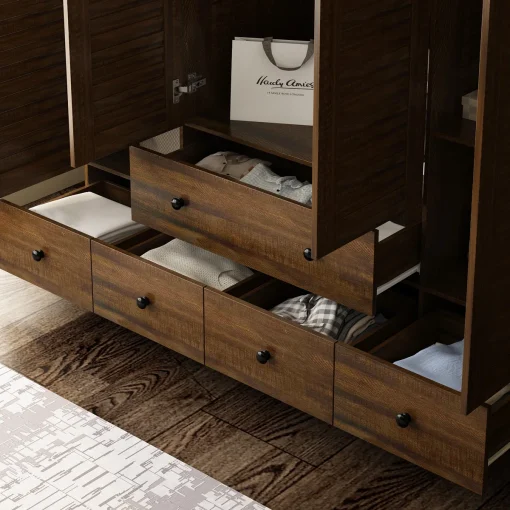 Ardith Lemari Pakaian Multifungsi 4 Pintu Kayu Jati Minimalis