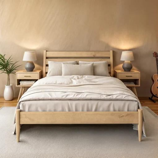 Ashlore Tempat Tidur Minimalis Kayu Jati Finishing Bleaching