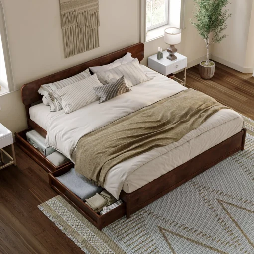 Austin Tempat Tidur Berlaci Kayu Jati Minimalis Modern