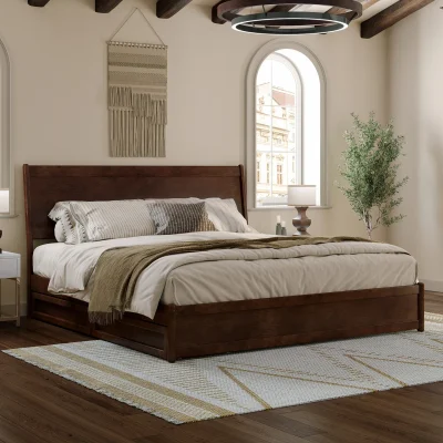Avdeshy Tempat Tidur Berlaci Finishing Walnut