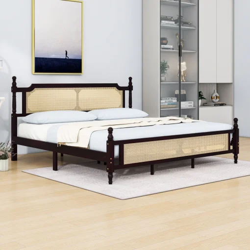 Bargoth Tempat Tidur Rotan Klasik Kayu Jati Minimalis