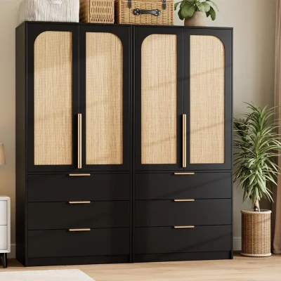 Bayisle Lemari Pakaian Rotan 2 Pintu Minimalis Modern