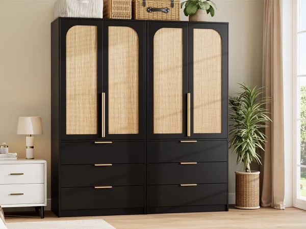 Bayisle Lemari Pakaian Rotan 2 Pintu Minimalis Modern