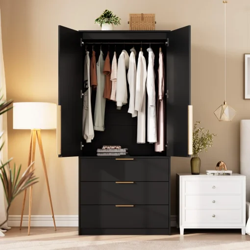 Bayisle Lemari Pakaian Rotan 2 Pintu Minimalis Modern