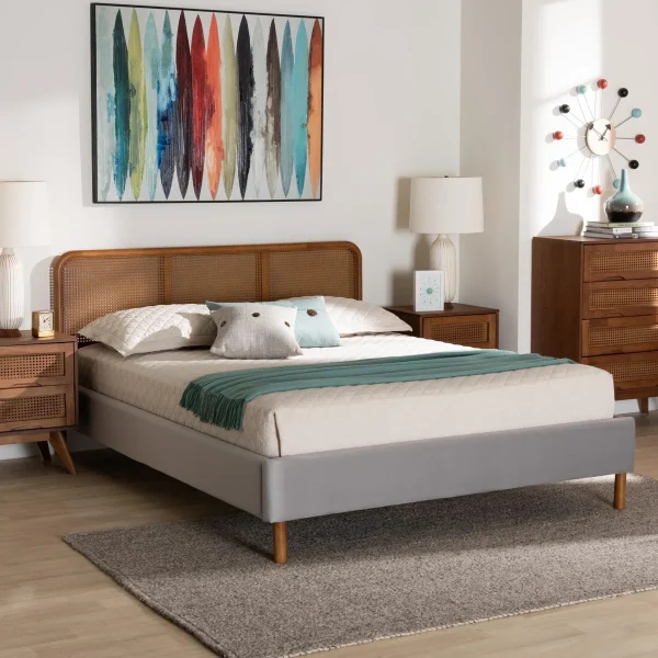 Breanva Tempat Tidur Rotan Jok Kain Minimalis
