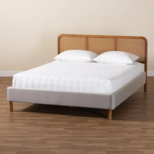 Breanva Tempat Tidur Rotan Jok Kain Minimalis Modern