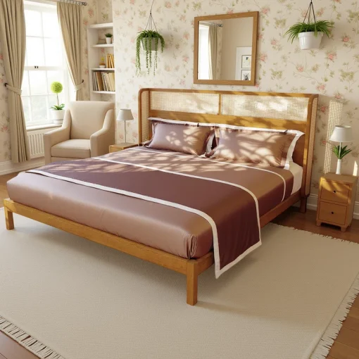 Brezany Tempat Tidur Rotan Kayu Jati Minimalis Modern