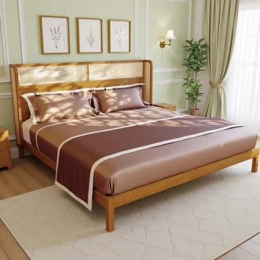 Brezany Tempat Tidur Rotan Kayu Jati Minimalis Modern