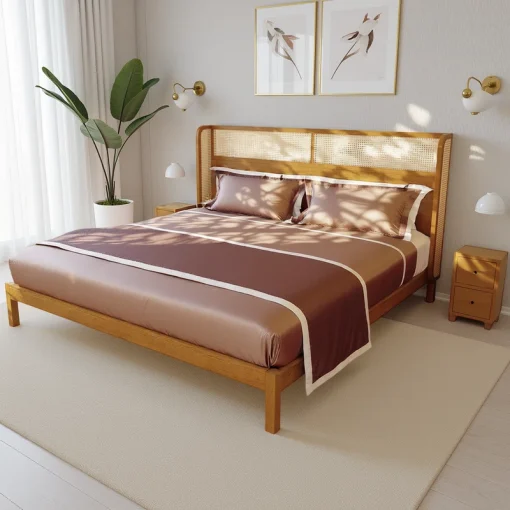 Brezany Tempat Tidur Rotan Kayu Jati Minimalis Modern