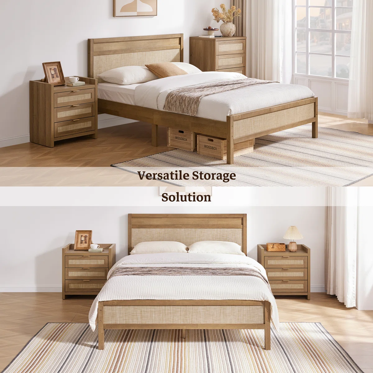 Dakota Tempat Tidur Rotan Warna Walnut3