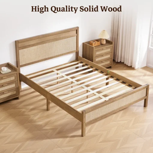 Dakota Tempat Tidur Rotan Finishing Warna Walnut Kekinian