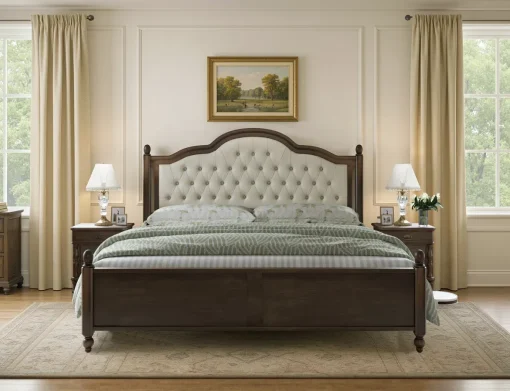 Ebillal Tempat Tidur Jok Kain Desain Klasik Modern