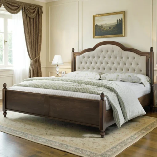 Ebillal Tempat Tidur Jok Kain Desain Klasik Modern