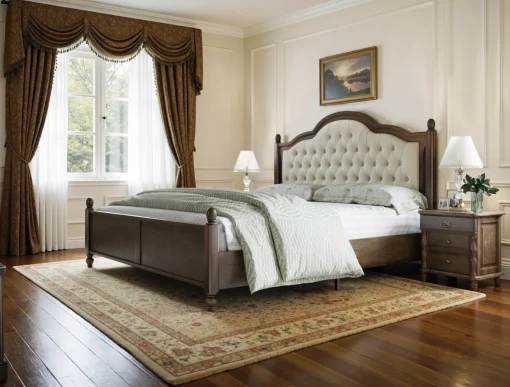 Ebillal Tempat Tidur Jok Kain Desain Klasik Modern