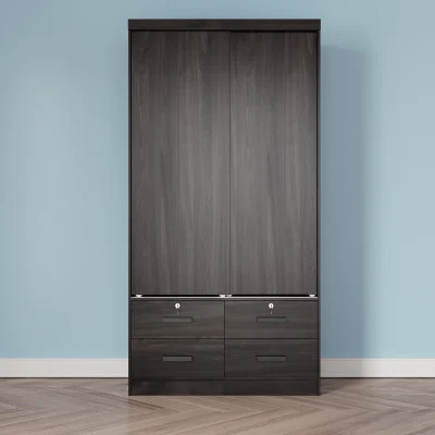 Ellanno Lemari Pakaian Sliding Laci 2 Pintu Plywood