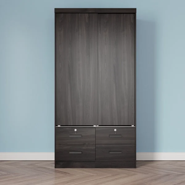 Ellanno Lemari Pakaian Sliding Laci 2 Pintu Plywood