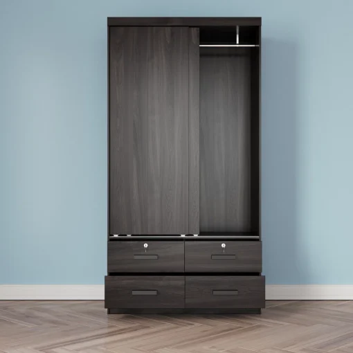 Ellanno Lemari Pakaian Sliding Laci 2 Pintu Plywood