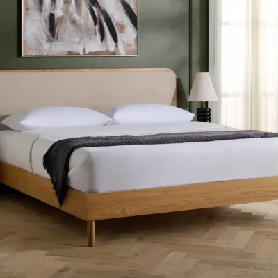 Fairyn Tempat Tidur Jok Kain Kayu Jati