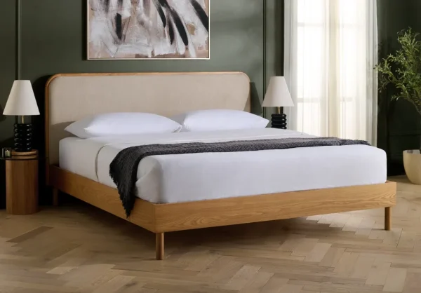 Fairyn Tempat Tidur Jok Kain Kayu Jati