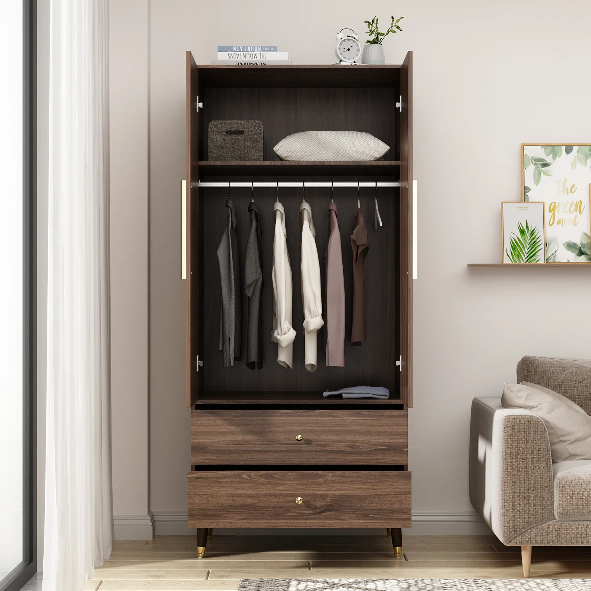 Jandrew Lemari Pakaian Retro 2 Pintu Plywood Minimalis1