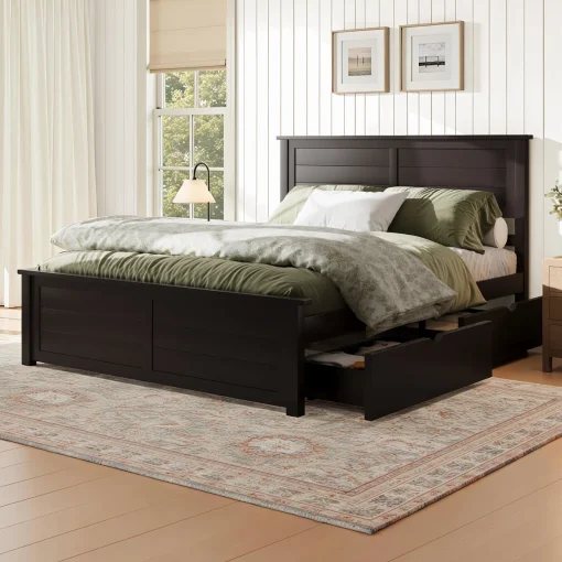 Kingston Tempat Tidur Laci Kayu Jati Minimalis Modern