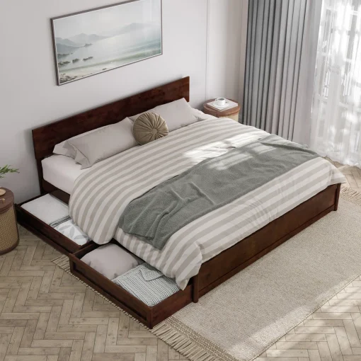 Lamecia Tempat Tidur Laci Kayu Jati Minimalis Modern