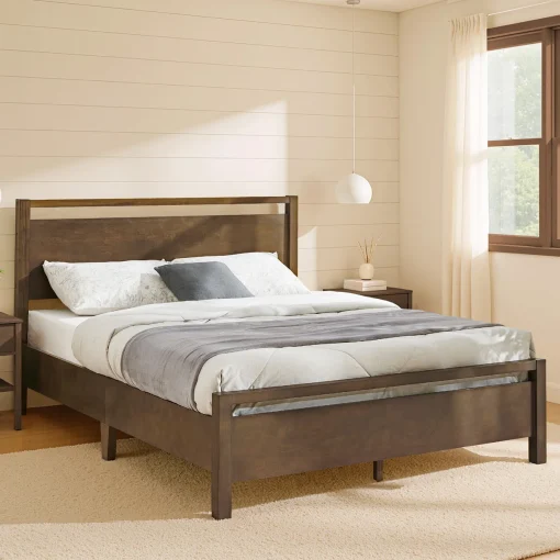 Landman Tempat Tidur Kayu Jati Solid Desain Minimalis