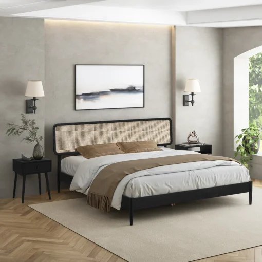Lupinh Tempat Tidur Desain Rotan Minimalis Kayu Jati