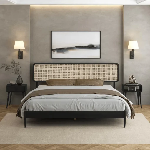 Lupinh Tempat Tidur Desain Rotan Minimalis Kayu Jati