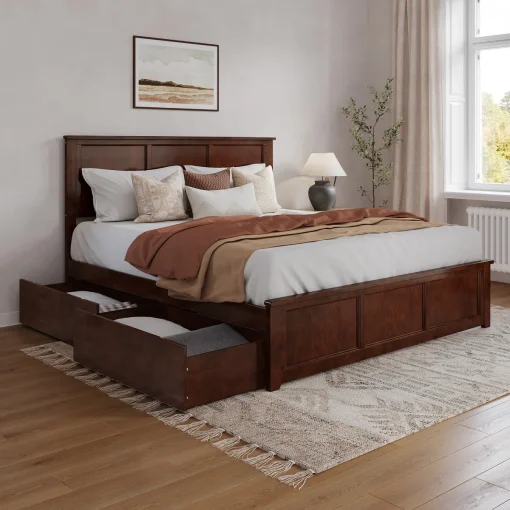 Madison Tempat Tidur Berlaci Kayu Jati Minimalis Modern