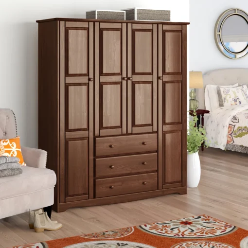 Musman Lemari Pakaian 4 Pintu Kayu Jati Minimalis Modern