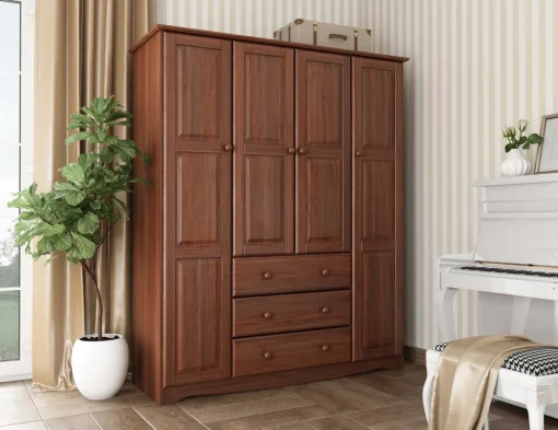 Musman Lemari Pakaian 4 Pintu Kayu Jati Minimalis Modern