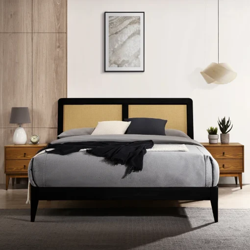 Olivery Tempat Tidur Minimalis Kombinasi Rotan Sintetis