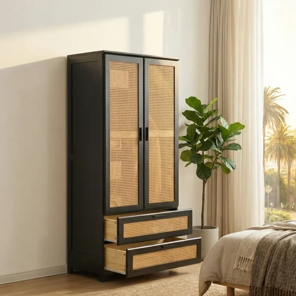 Pinarra Lemari Pakaian Rotan Unik 2 Pintu Minimalis