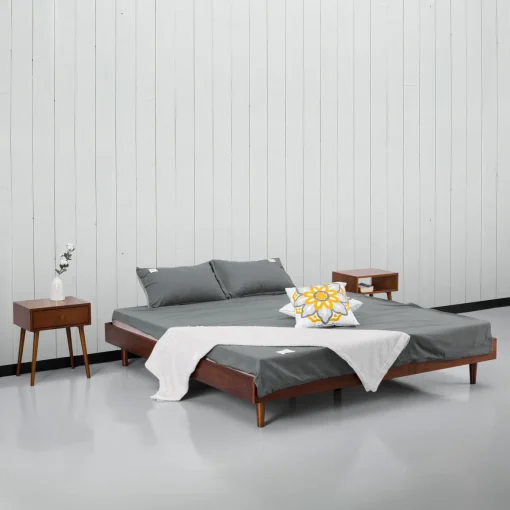 Ranjang Tidur Kayu Jati Solid Desain Minimalis Modern