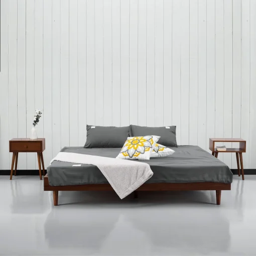 Ranjang Tidur Kayu Jati Solid Desain Minimalis Modern