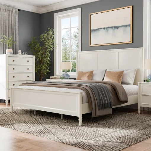 Santyan Tempat Tidur Cat Duco Putih Klasik Modern