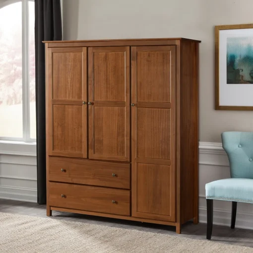 Shaker Lemari Pakaian Berlaci Multifungsi 3 Pintu Minimalis