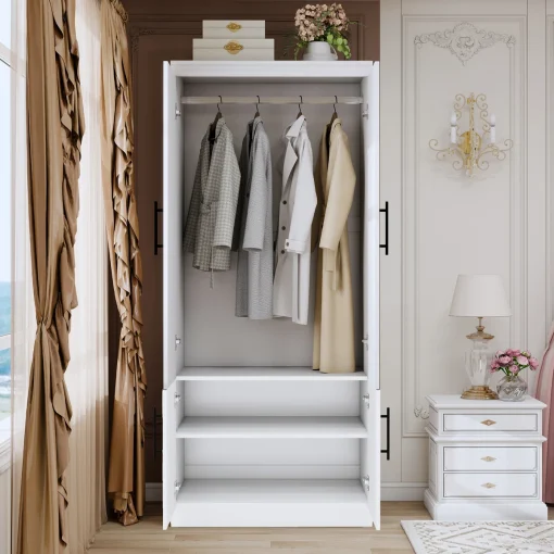 Shelves Lemari Pakaian 2 Pintu Cat Duco Putih