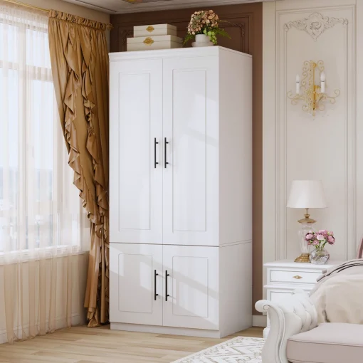 Shelves Lemari Pakaian 2 Pintu Cat Duco Putih
