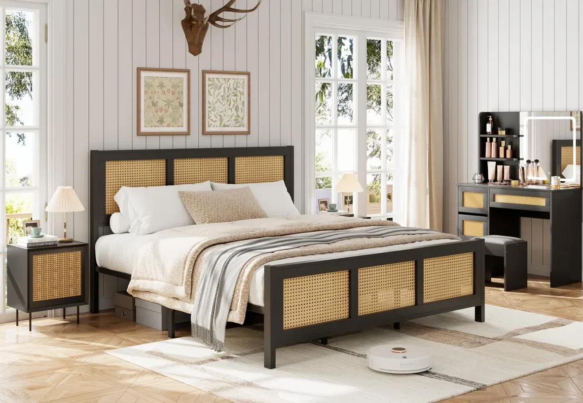 Tererra Tempat Tidur Rotan Kayu Jati