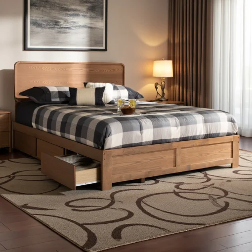 Vistyan Tempat Tidur Berlaci Kayu Jati Solid Minimalis Jepara
