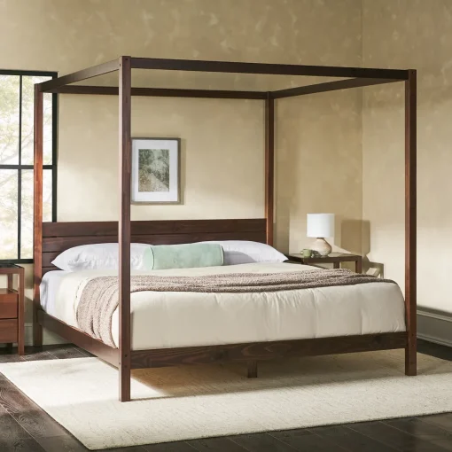 Hanalyn Tempat Tidur Kanopi Kayu Jati Minimalis Modern