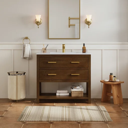 ALEXA Wastafel Kabinet Laci Kayu Jati Minimalis Modern