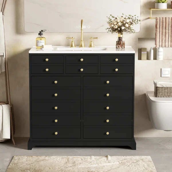 Candri Wastafel Kabinet Laci Cat Duco Hitam Minimalis