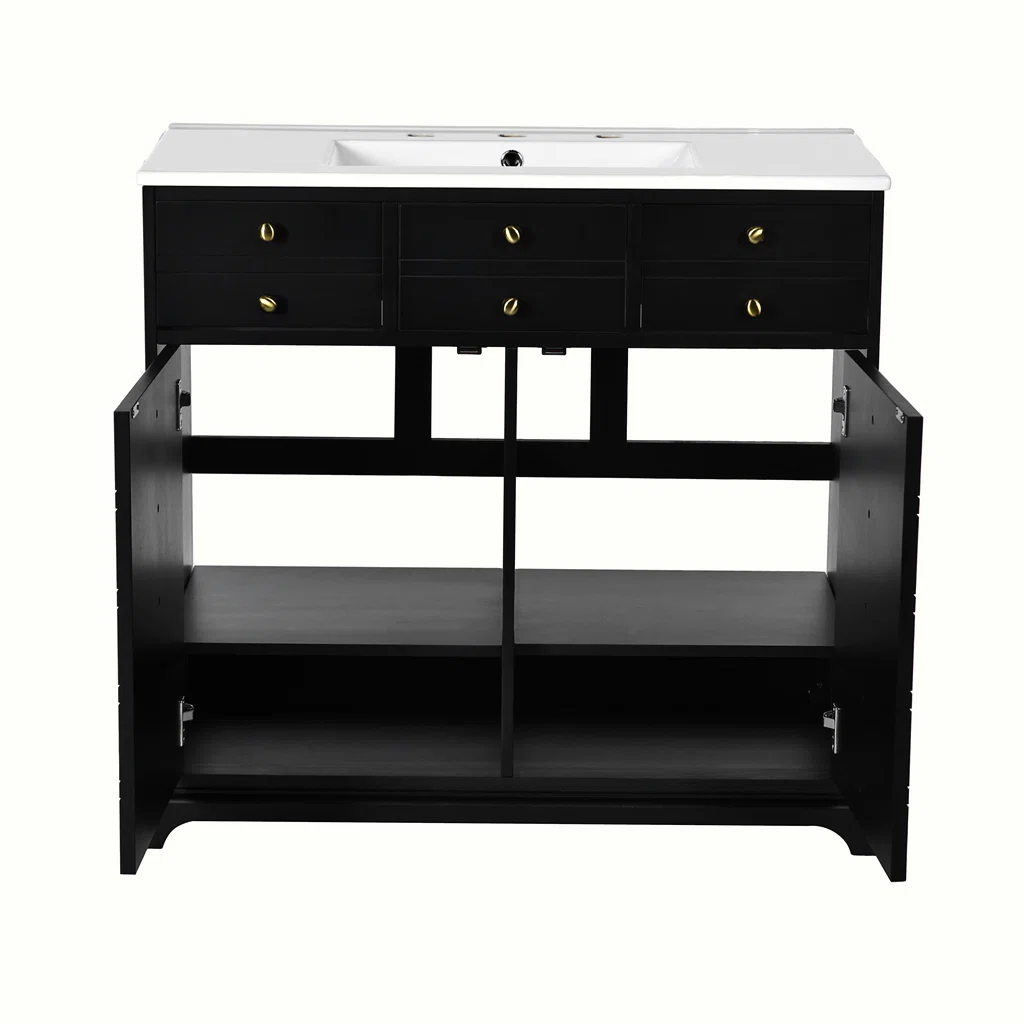 Candri Wastafel Kabinet Laci Cat Duco Hitam Minimalis2