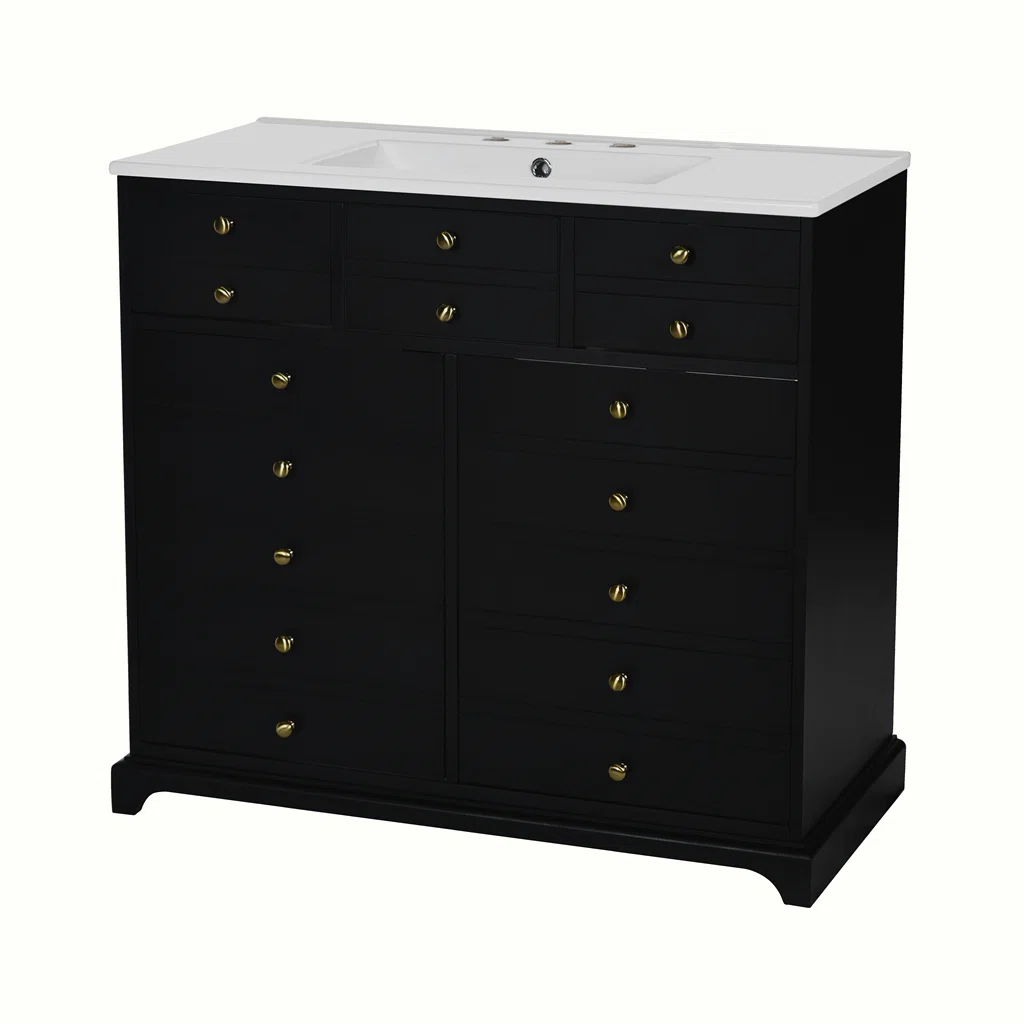 Candri Wastafel Kabinet Laci Cat Duco Hitam Minimalis3