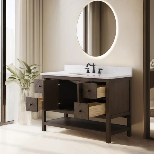 CAZHA Wastafel Cabinet Laci Kayu Jati Minimalis