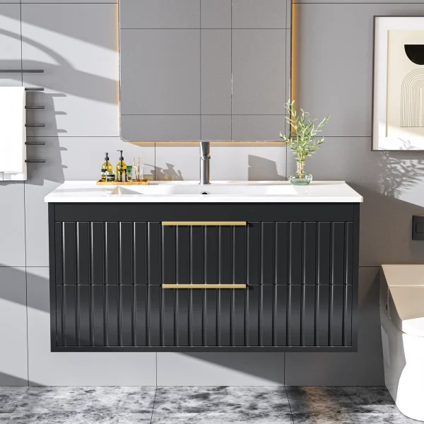 Flora Wastafel Cabinet Cat Duco Hitam Minimalis